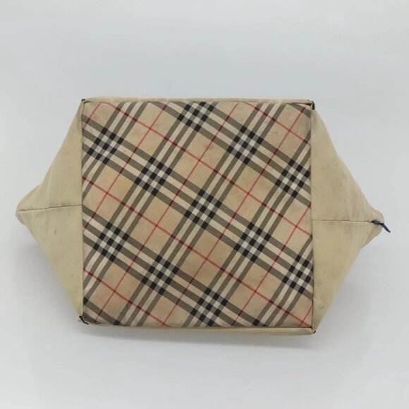 Burberrys Blue Label Tote Bag Nylon Beige Silver Auth ti3066 - Picture 7 of 16
